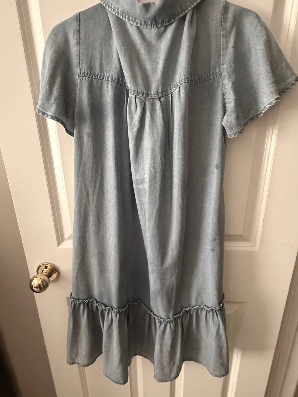 Light Wash Soft Denim Button-Down Dress - Picture 3 of 5